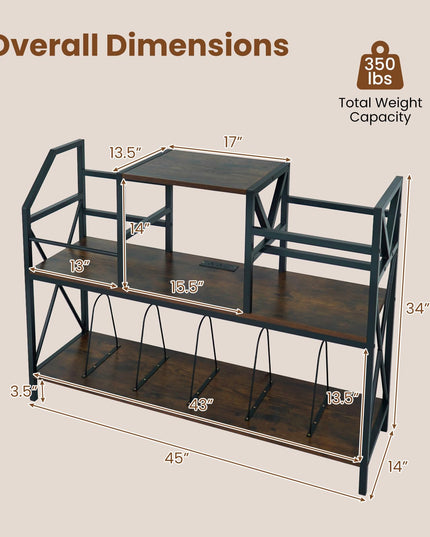 Giantex Large Record Player Stand with Charging Station