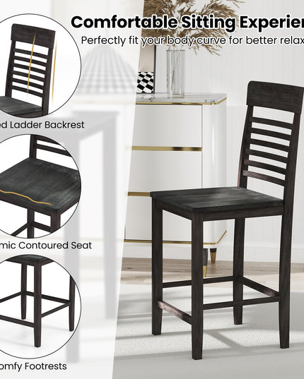 Giantex Counter-Height Square Kitchen Table and 4 Chairs Set with Rubber Wood Frame