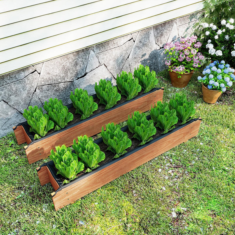 Giantex Wood Raised Garden Bed Rectangular Planter Box w/Drainage Hole（36"x7"x7"）