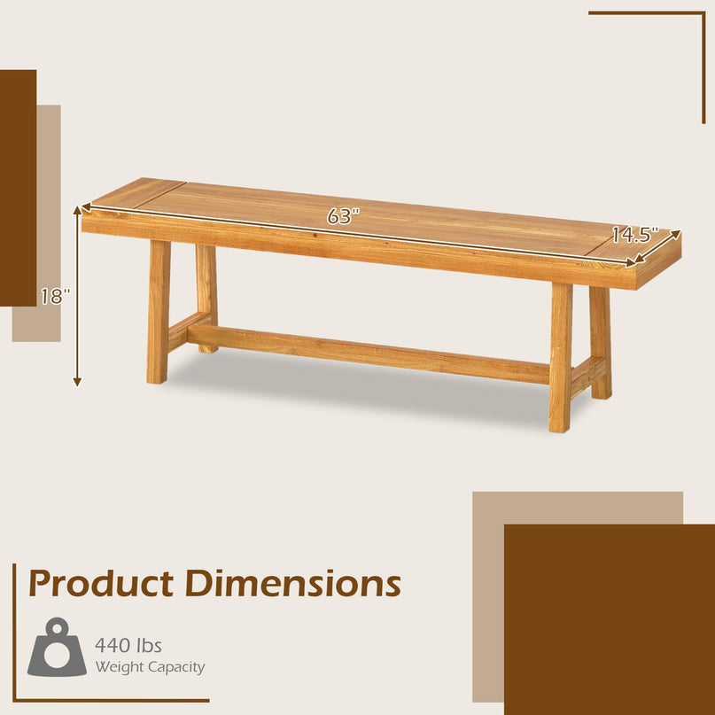 Banc de jardin Giantex en teck de 63 pouces pour 3 personnes (1/2)