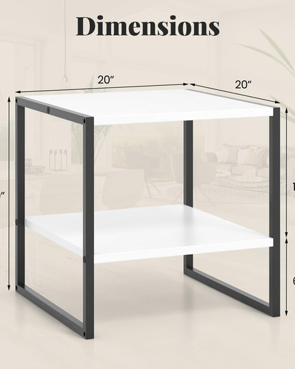 Giantex 20 Inch End Table, Modern Square Side Table with Storage Shelf, Small Coffee Table for Living Room