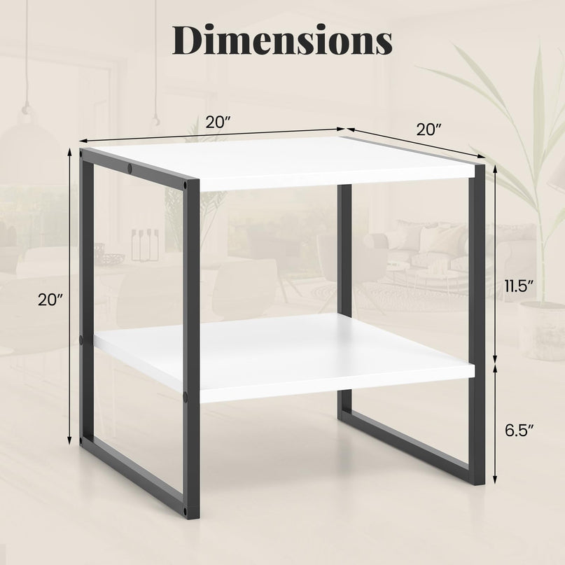 Giantex 20 Inch End Table, Modern Square Side Table with Storage Shelf, Small Coffee Table for Living Room