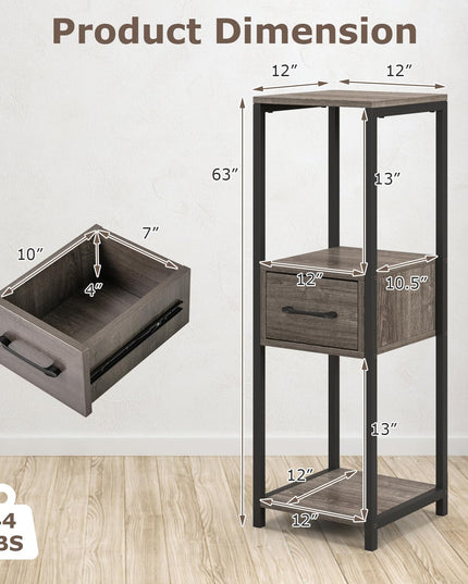 Giantex 3 Tier Tall Plant Stand Indoor, 36 Inch Corner Plant Holder with Drawer & Metal Frame