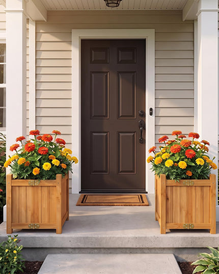 GIANTEX 15" Folding Wooden Planter Box with Removable Bottom
