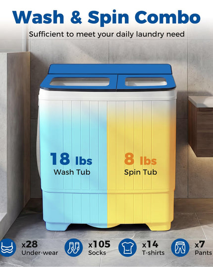 Giantex Portable Washing Machine 26LBS Twin Tub Mini Compact Laundry Washer