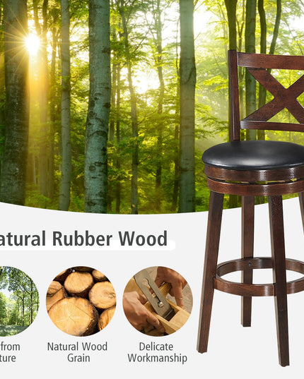 Counter Height Dining Chair, Fabric Upholstered 360 Degree Swivel, PVC Cushioned Seat, Perfect for Dining and Living Room