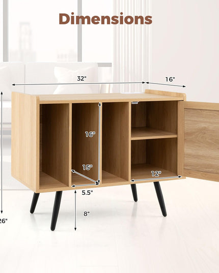 Meuble pour tourne-disque Giantex avec station de recharge | Étagère de présentation pour disques vinyles pour salon