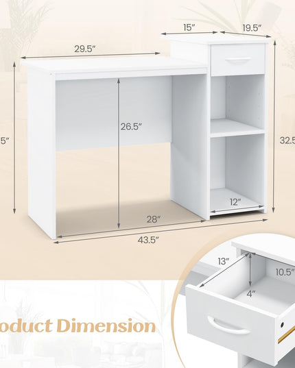 Giantex Computer Desk with Storage, Modern PC Laptop Table with Printer Shelf