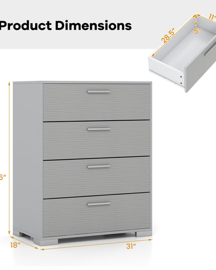 Giantex Storage Cabinet with 4 Drawers, Metal Legs & Handles, Anti-Toppling Devices, Tall Cabinet