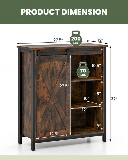 Giantex Buffet Cabinet, Farmhouse Kitchen Sideboard with Sliding Barn Door & Adjustable Shelves