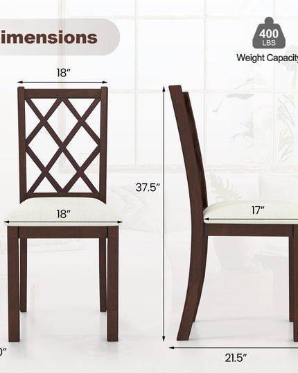 Giantex Wood Dining Chairs Set of 2, Farmhouse Kitchen Chair with Rubber Wood Legs, Max Load 400 Lbs