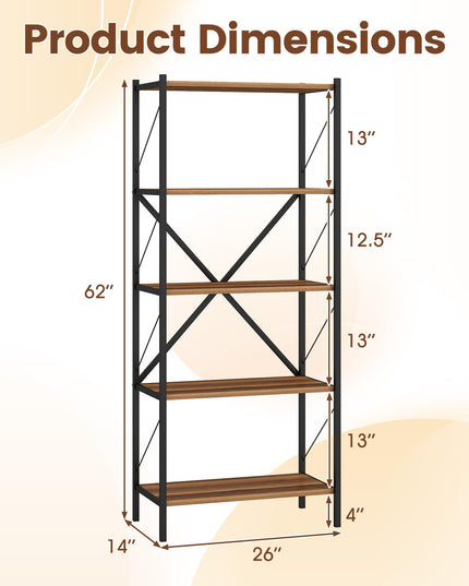Giantex Industrial Bookcase with Heavy-Duty Metal Frame
