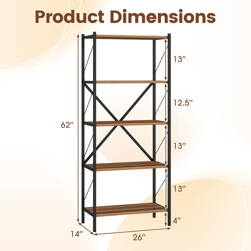 Giantex Industrial Bookcase with Heavy-Duty Metal Frame