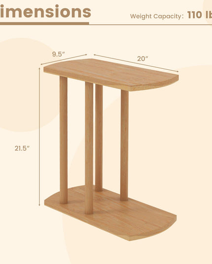 Giantex Table d'appoint en teck en C étroite à 2 niveaux pour canapé (1/2)