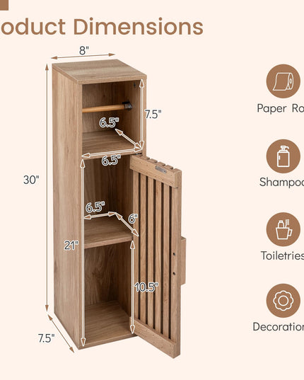 Giantex Slim Bathroom Cabinets Freestanding Toilet Paper Holder Stand