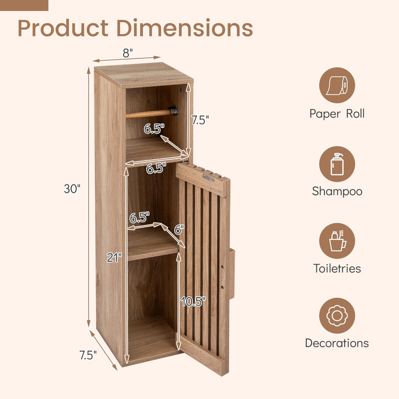 Giantex Slim Bathroom Cabinets Freestanding Toilet Paper Holder Stand