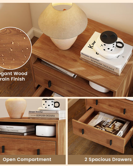 Table de chevet Giantex avec 2 tiroirs pour chambre à coucher et bureau
