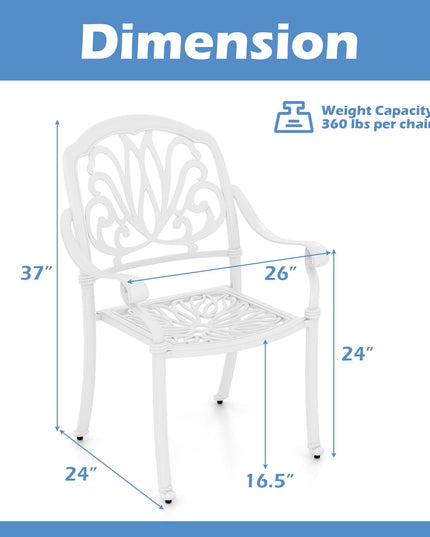 Giantex Patio Chairs, Stackable Cast Aluminum Outdoor Chairs for Lawn Porch Garden Yard