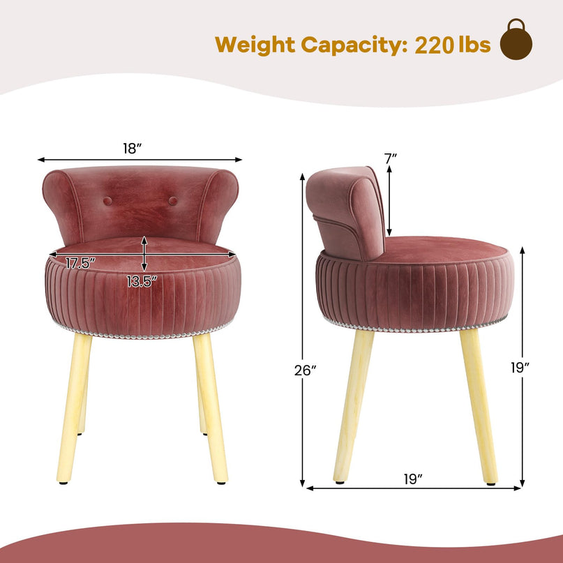 CHARMAID Velvet Vanity Chair for Bedroom Elegant Accent Chair