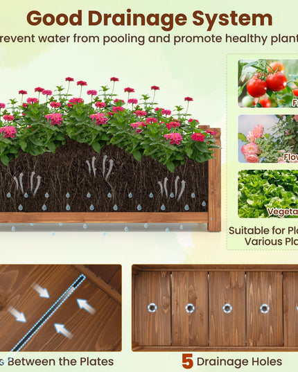 Giantex Rectangular Garden Bed for Vegetables Flower Herb Fruit