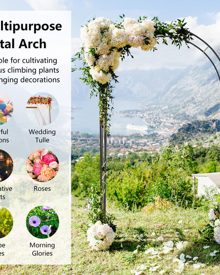 Giantex Garden Arbors Trellises, 7.2FT Metal Garden Arch for Climbing Plants Roses