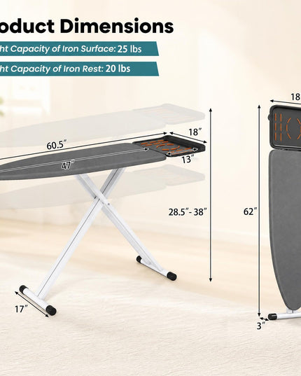 GIANTEX Full Size Foldable Ironing Board with Iron Rest