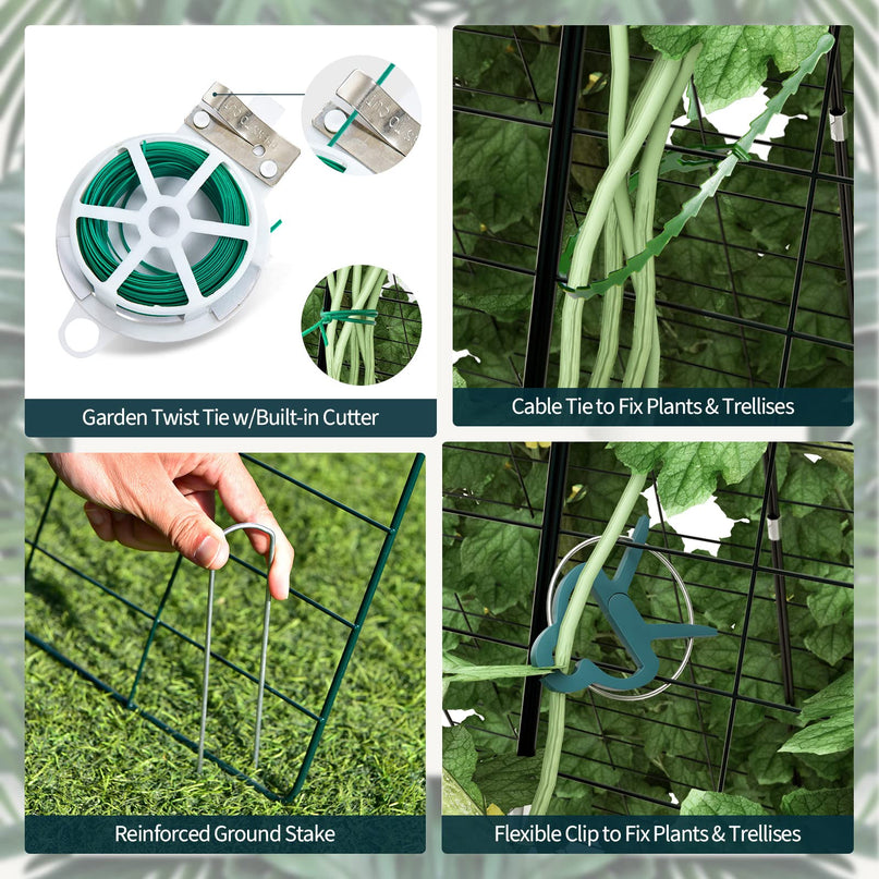 Treillis de Concombre Giantex à 4 Panneaux, Treillis de Jardin en Forme de A pour Plantes Grimpantes