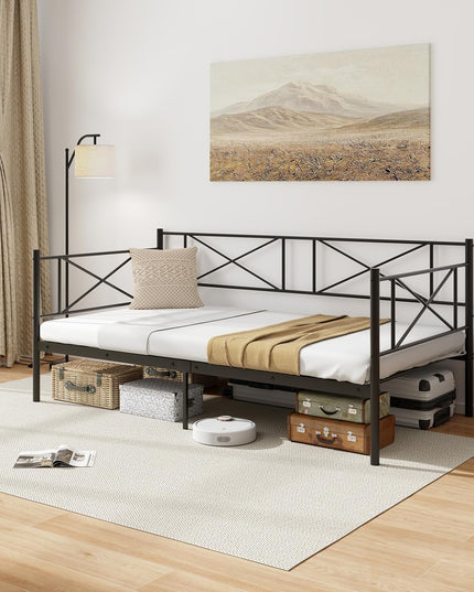 Giantex Twin Size Daybed Frame, Metal Sofa Bed w/Heavy Duty Steel Slats Support