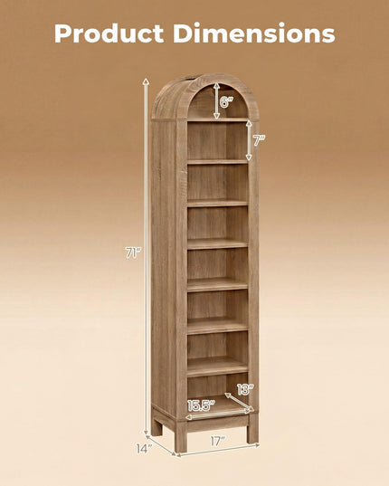 Giantex 71" Tall Arched Bookcase for Living Room