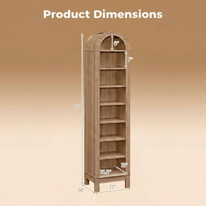 Giantex 71" Tall Arched Bookcase for Living Room