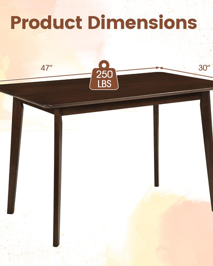 Giantex Dining Table for 4-6 People 47" Rectangular Wooden Kitchen Table