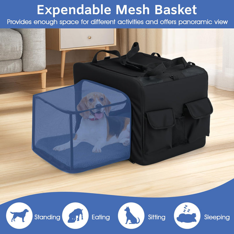 Giantex Portable Dog Crate for Travel Expandable Soft-Sided Pet Carrier with Mesh Windows