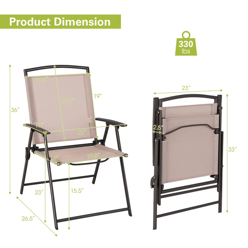 Giantex Set of 4 Patio Folding Chairs - Outdoor Sling Chairs