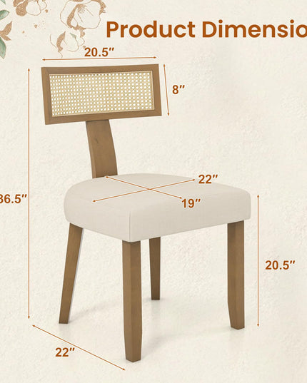 Giantex Rattan Dining Chairs Set, Mid Century Modern Kitchen Chairs w/Rattan Backrest & Rubber Wood Legs
