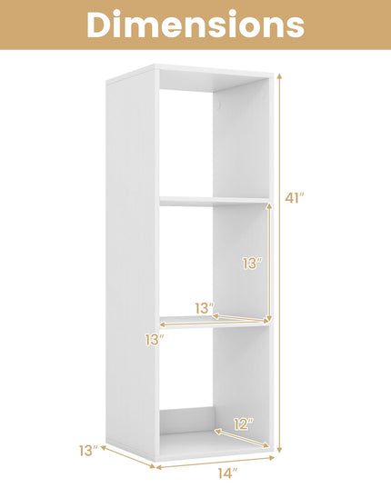 Giantex 3-Cube Bookcase, White Cubby Bookshelf w/Back Guardrail & Anti-Tipping Kits