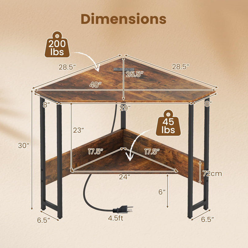 Bureau d'angle Giantex avec station de recharge