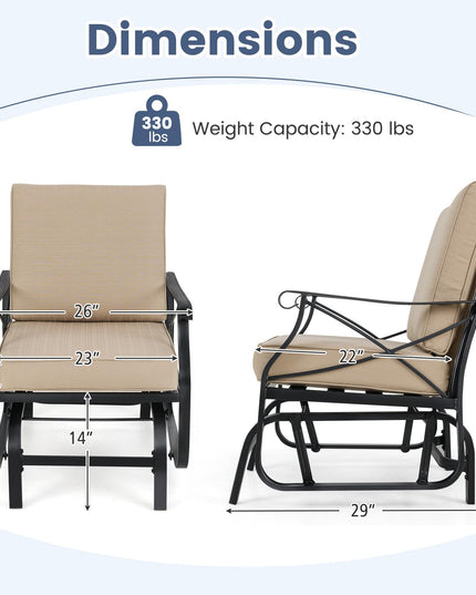 Chaise planeur d'extérieur Giantex avec coussins d'assise et de dossier épais amovibles