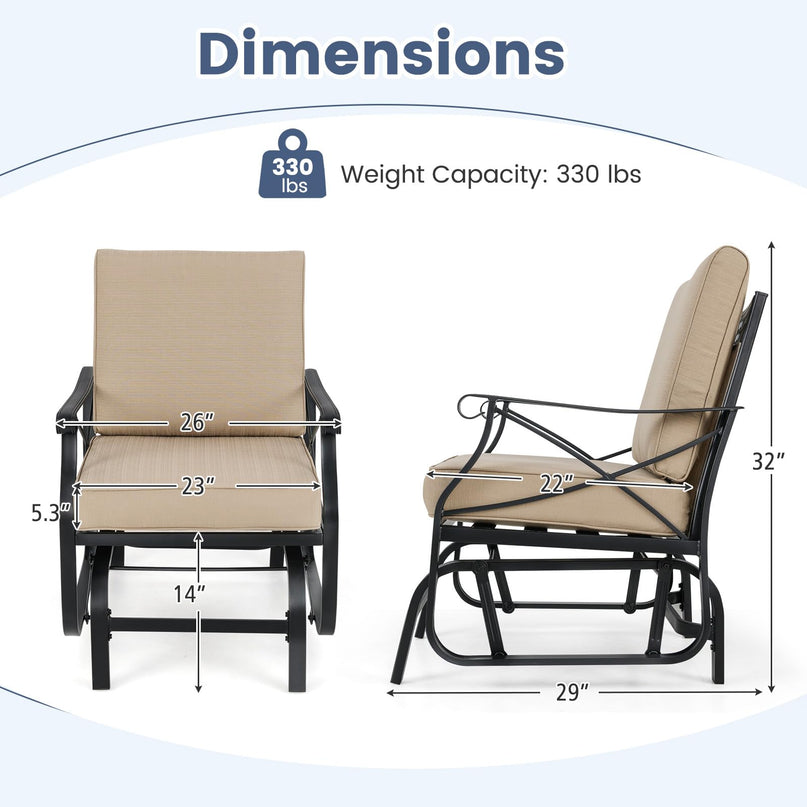 Giantex Outside Glider Chair with Thick Removable Seat and Back Cushions