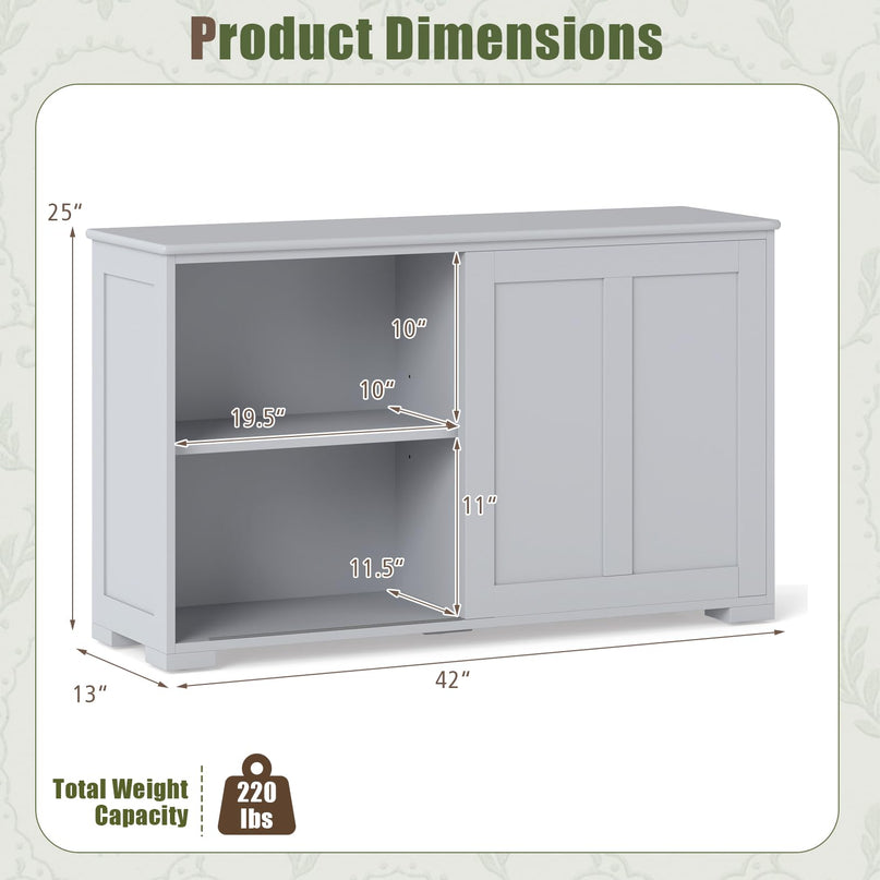 Giantex Buffet Cabinet with Storage, Coffee Bar Wine Cabinet, Farmhouse Sideboard w/Sliding Door