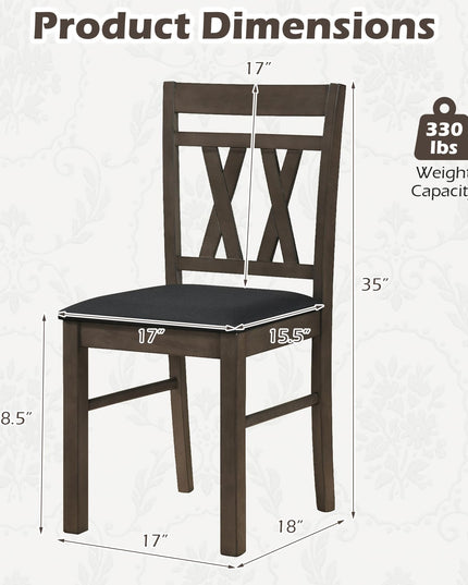 Giantex Linen Style Upholstered Kitchen Chairs with Dual X-Shaped Back (2/4)
