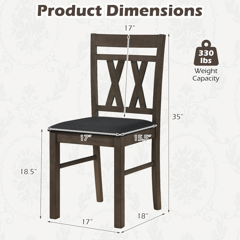 Giantex Linen Style Upholstered Kitchen Chairs with Dual X-Shaped Back (2/4)