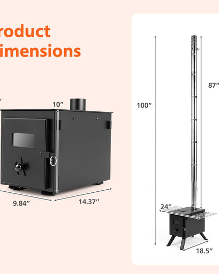 GIANTEX Hot Tent Stove | 8.4 ft Wood Burning Stove with Ash Tray