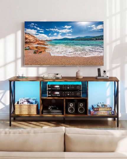 Giantex TV Stand with LED Lights & Power Outlets for 65 Inch TV