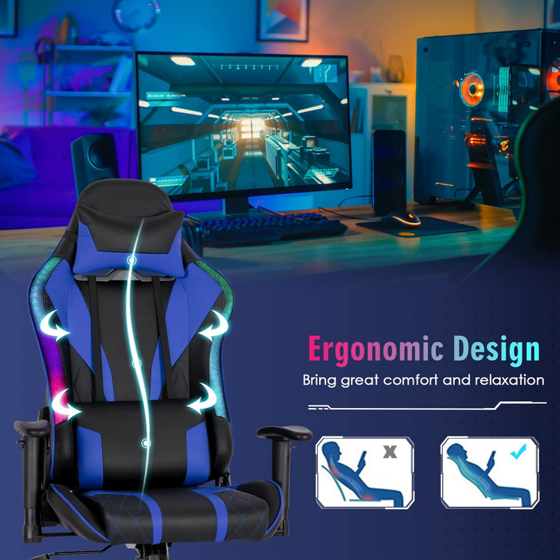 Giantex Gaming Chair with RGB LED Lights