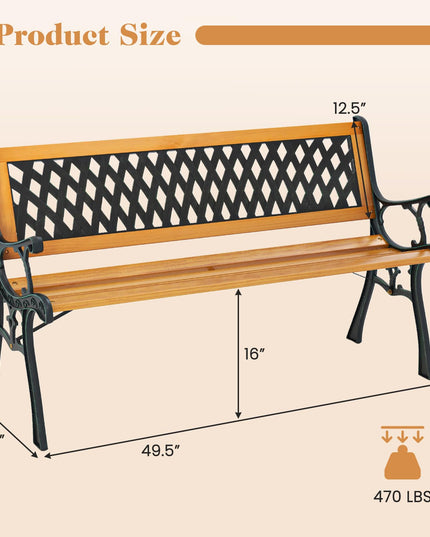 Giantex Outdoor Bench, 3-Person Garden Bench with Slatted Seat, Curved Armrests, 470 Lbs Capacity