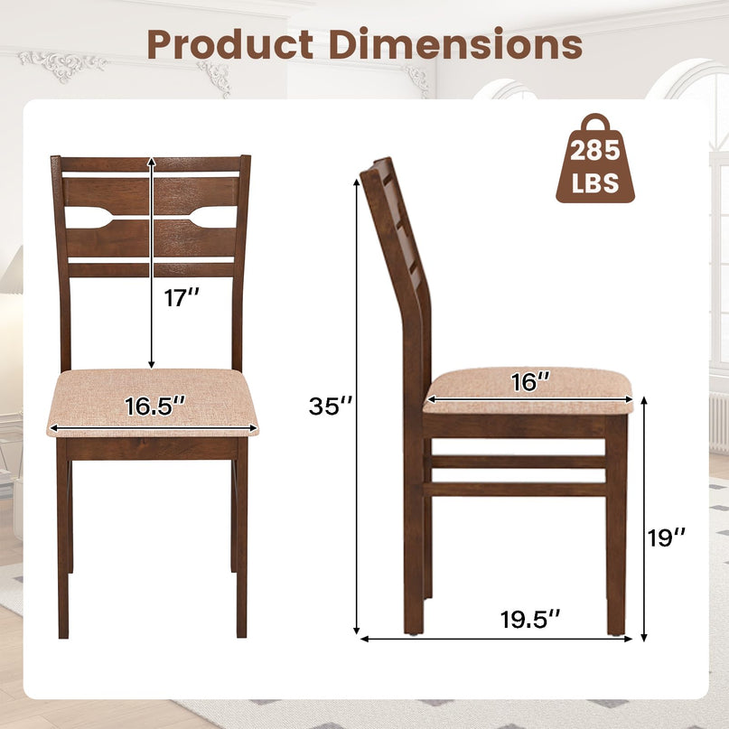 Giantex Wooden Dining Chairs Set of 2/4 Fabric Upholstered Kitchen Armless Chair