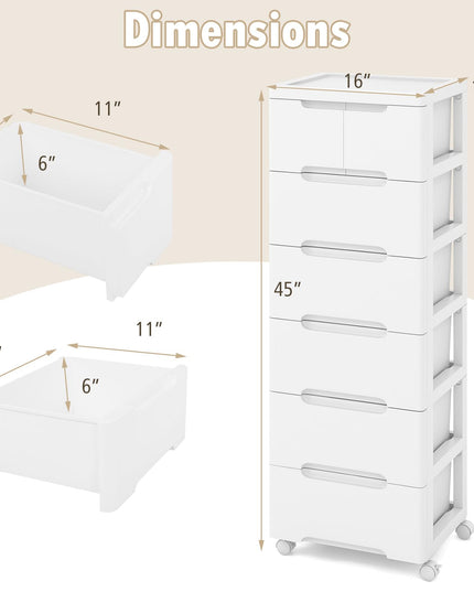 Giantex Rolling Storage Drawer Cart, Storage Unit on Wheels, Plastic Storage Cart Organizer
