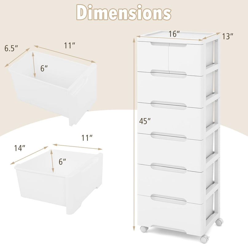 Giantex Rolling Storage Drawer Cart, Storage Unit on Wheels, Plastic Storage Cart Organizer
