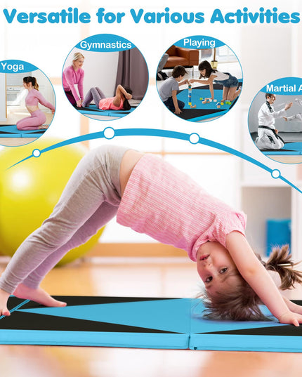 Giantex 4'x10' Gymnastics Mat, 2" Thick Folding Tumbling Mat with Carrying Handles
