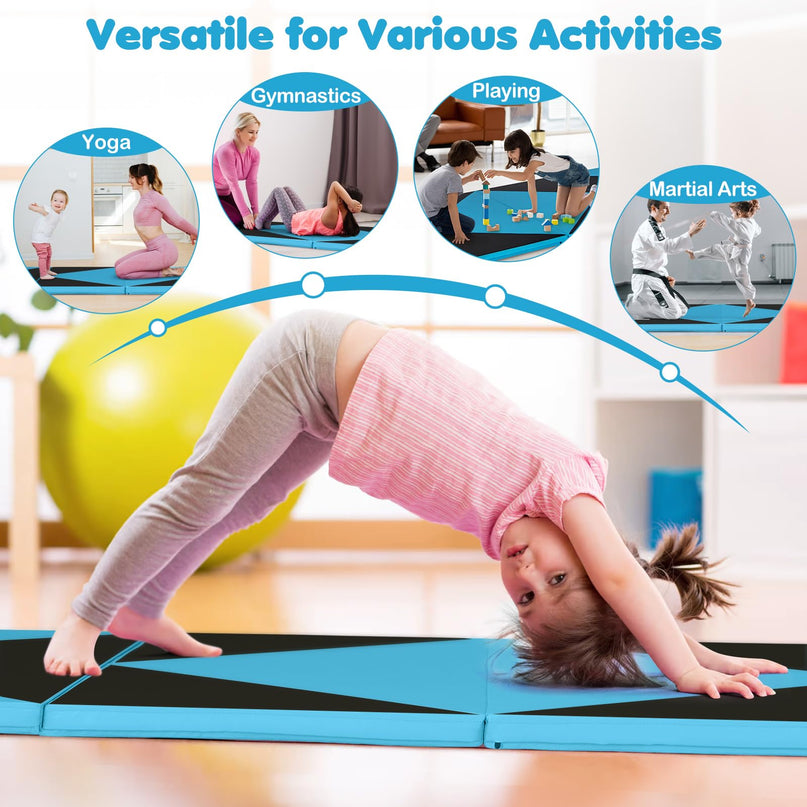 Giantex 4'x10' Gymnastics Mat, 2" Thick Folding Tumbling Mat with Carrying Handles